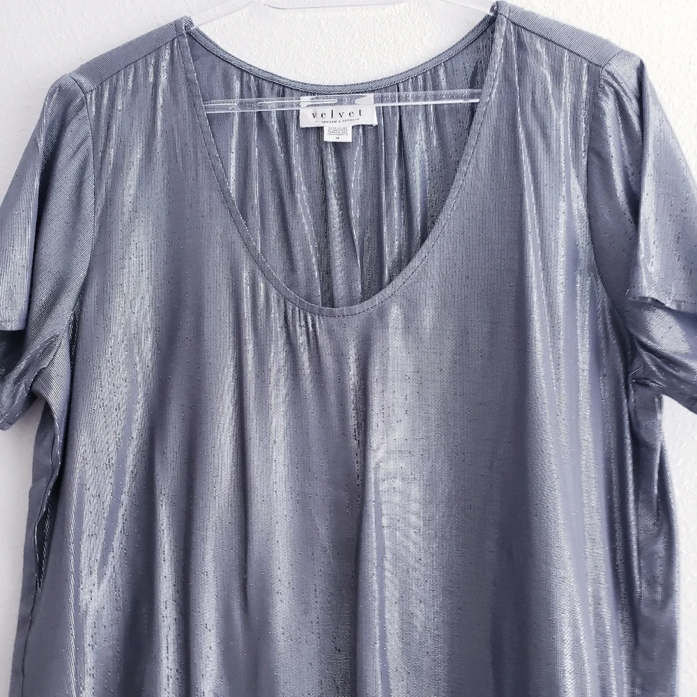 Anthroplogie Velvet By Spencer Graham Silver Shine Lightweight Blouse